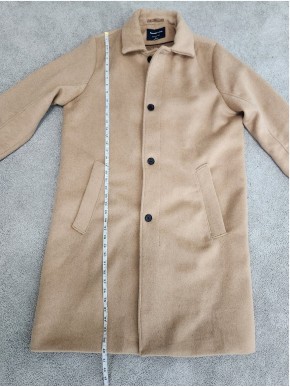 Abercrombie & Fitch Men's Size Large Tall Tan Wool Blend Work Coat Professional - Picture 11 of 16